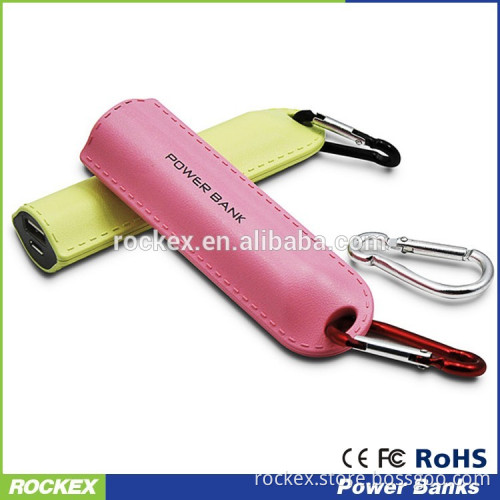Portable power bank colorful perfume leather design mobile power bank with keychain usb cable